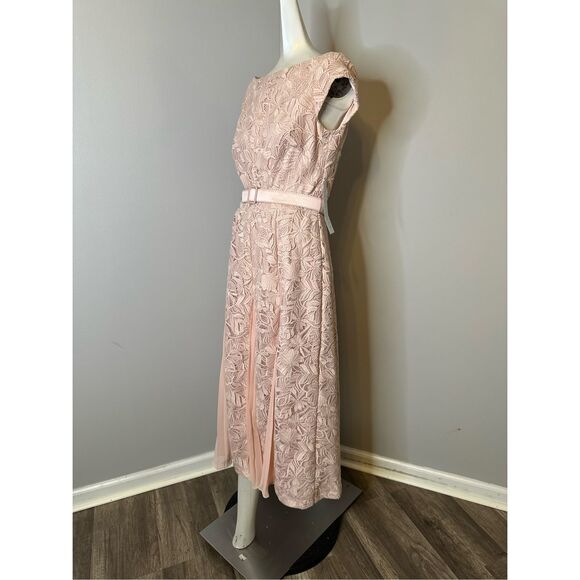 Kay Unger Angelina Lace Belted Midi-Dress - Picture 7 of 11